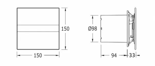 CATA - E-100 GSTH kúpeľňový ventilátor axiálny s automatom,4W/8W,potrubie 100,striebo 00900600