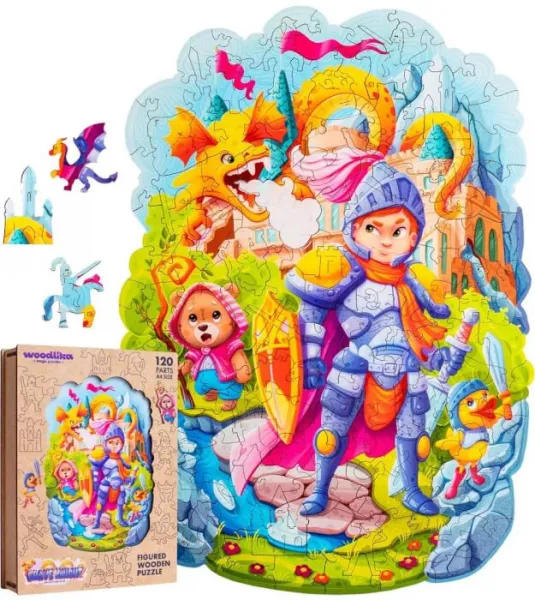 DREVENÉ FAREBNÉ PUZZLE - Statočný rytier