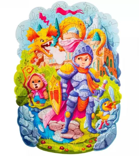 DREVENÉ FAREBNÉ PUZZLE - Statočný rytier