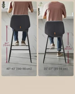 SONGMICS Súprava dvoch barových stoličiek VASAGLE PLACES II 98,5 cm čierna