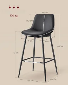 SONGMICS Súprava dvoch barových stoličiek VASAGLE PLACES II 98,5 cm čierna