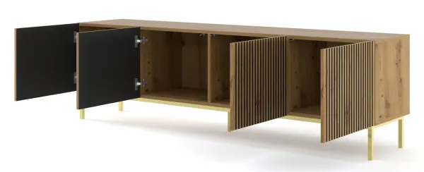 ArtBm TV stolík RAVENNA F 4D 200  | dub artisan Prevedenie: Dub artisan / čierna kovová podnož