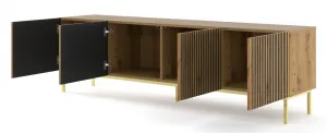 ArtBm TV stolík RAVENNA F 4D 200  | dub artisan Prevedenie: Dub artisan / čierna kovová podnož