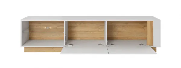 ArtLas TV stolík ARTENS 187 s LED | dub grandson/biely lesk