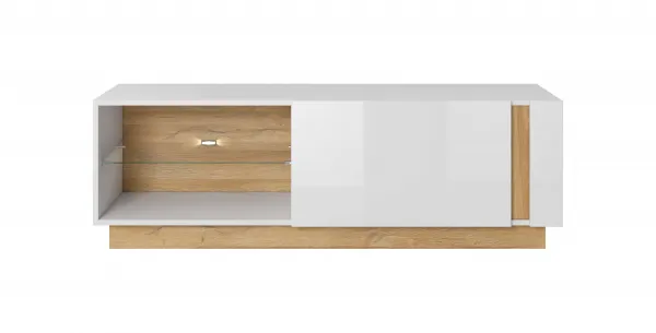 ArtLas RTV stolík ARTENS 138 s LED | dub grandson/biely lesk