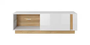 ArtLas RTV stolík ARTENS 138 s LED | dub grandson/biely lesk