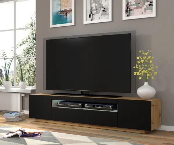 ArtBm TV stolík AURA 200 | dub artisan/čierny mat