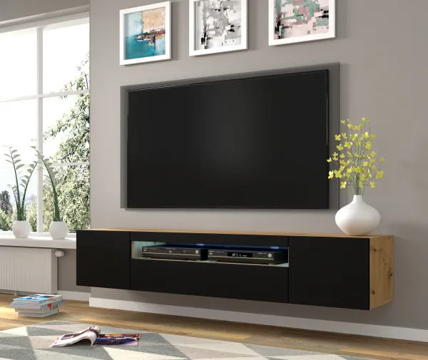 ArtBm TV stolík AURA 200 | dub artisan/čierny mat