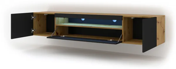 ArtBm TV stolík AURA 200 | dub artisan/čierny mat
