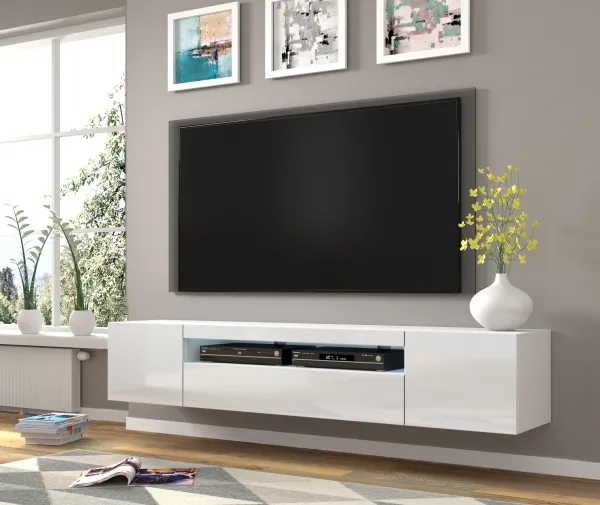 ArtBm TV stolík AURA 200 | biely - biely lesk