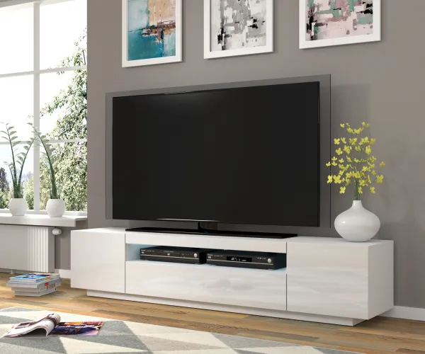 ArtBm TV stolík AURA 200 | biely - biely lesk