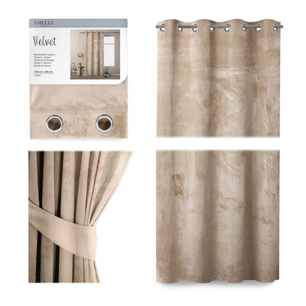 ArtFlhf Tieniaci záves VELVET Eyelets K | 140 x 245 cm Farba: Biela