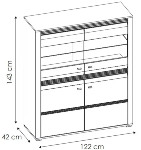 ArtExt Vitrína SEVILLA NEW 4D TYP 33 | s LED osvetlením