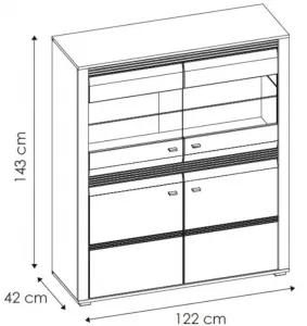 ArtExt Vitrína SEVILLA NEW 4D TYP 33 | s LED osvetlením