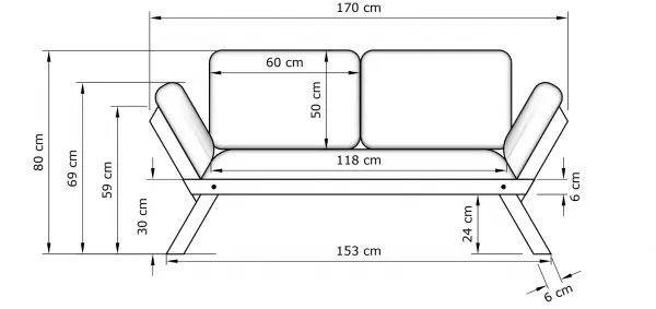 MarLiving Skladacia futonová pohovka BREEZIO 01 170 cm z masívu/modrá