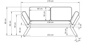 MarLiving Skladacia futonová pohovka BREEZIO 01 170 cm z masívu/modrá