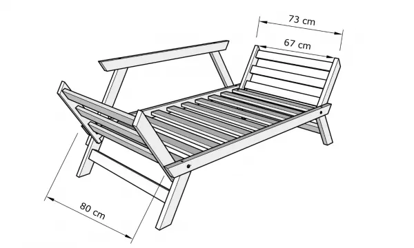 MarLiving Skladacia futonová pohovka BREEZIO 01 170 cm z masívu/modrá