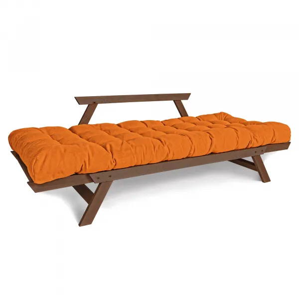 MarLiving Rozkladacia futonová pohovka BREEZIO 03 170 cm z masívu/oranžová
