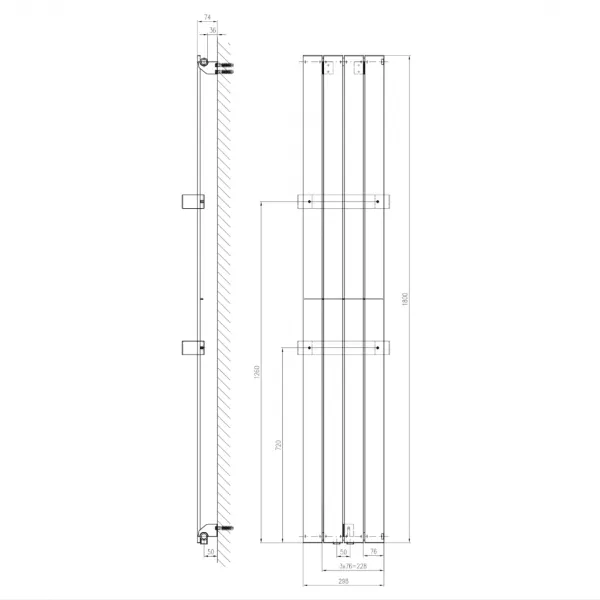 SAPHO - COLONNA vykurovacie teleso 298x1800 bridlica s texturou IR144