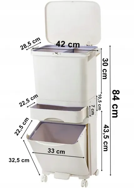 Recyklačný kontajner 42L krém Nardan