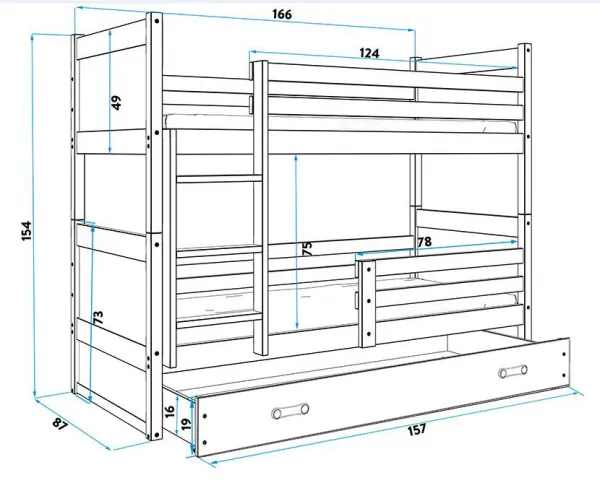 BMS Detská poschodová posteľ RICO | 80 x 160 cm FARBA KONŠTRUKCIE: Biela, DOPLNKOVÁ FARBA: Zelená