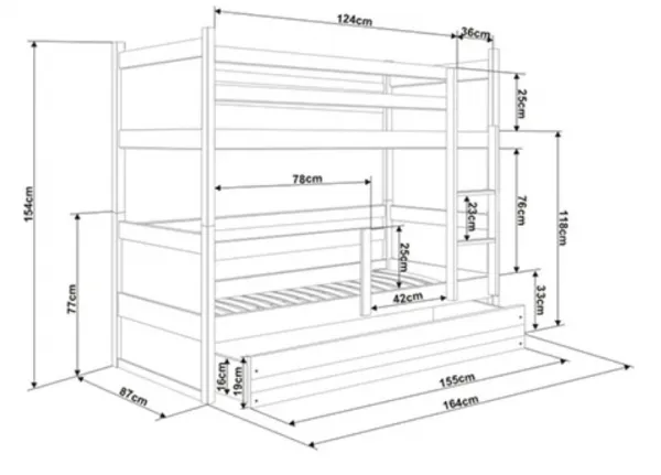 BMS Detská poschodová posteľ RICO | 80 x 160 cm FARBA KONŠTRUKCIE: Biela, DOPLNKOVÁ FARBA: Zelená