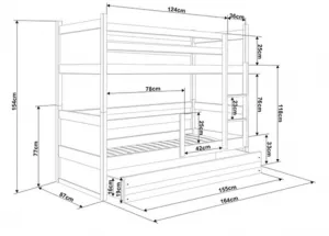 BMS Detská poschodová posteľ RICO | 80 x 160 cm FARBA KONŠTRUKCIE: Biela, DOPLNKOVÁ FARBA: Zelená