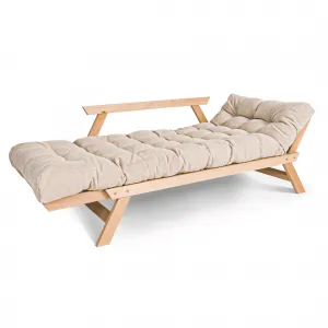 MarLiving Rozkladacia futonová pohovka BREEZIO 02 170 cm z masívu/krémová
