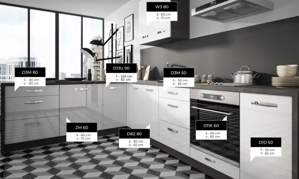 ArtExt Kuchynská linka ESSEN Farba korpusu: Grey