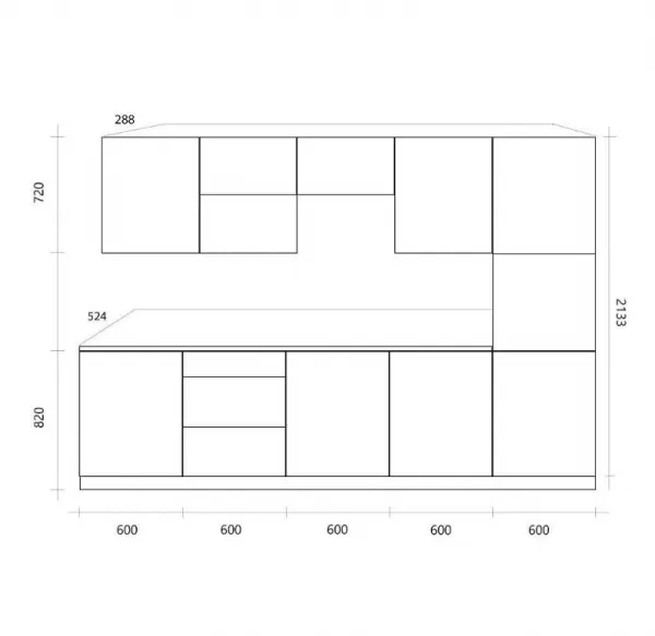Artstolk Kuchynská linka ZOYA bez dosky | 300 cm dub halifax/sivá