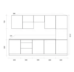 Artstolk Kuchynská linka ZOYA bez dosky | 300 cm dub halifax/sivá