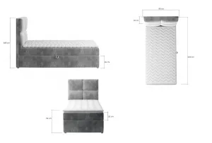 ArtElta Čalúnená jednolôžková posteľ RIVIA | 90 x 200 cm Farba: Monolith 37