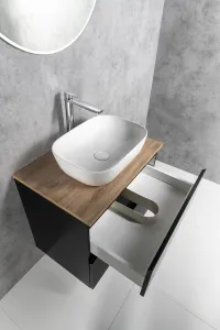 Skrinka ALTAIR s hornou časťou 68 cm, čierny mat/dub emporio AI670-01