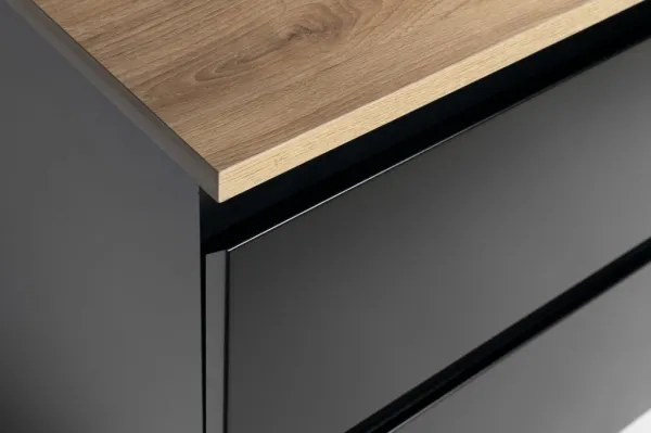 Skrinka ALTAIR s hornou časťou 68 cm, čierny mat/dub emporio AI670-01