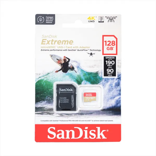 SanDisk Extreme microSDXC 128 GB pre akčné kamery + SD Adapter 170MB/s and 80MB/s, A2 C10 V30 UHS-I 