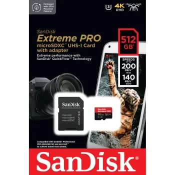 SanDisk Extreme PRO microSDXC 512 GB + SD Adapter 200 MB/s and 140 MB/s A2 C10 V30... 85235110