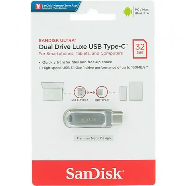 SanDisk Ultra Dual Drive Luxe USB-C 32GB Flash disk SDDDC4-032G-G46