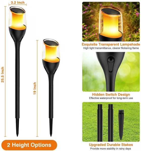 LED solárna lampa - Imitácia plameňa