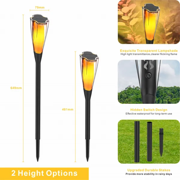 LED solárna lampa - Imitácia plameňa