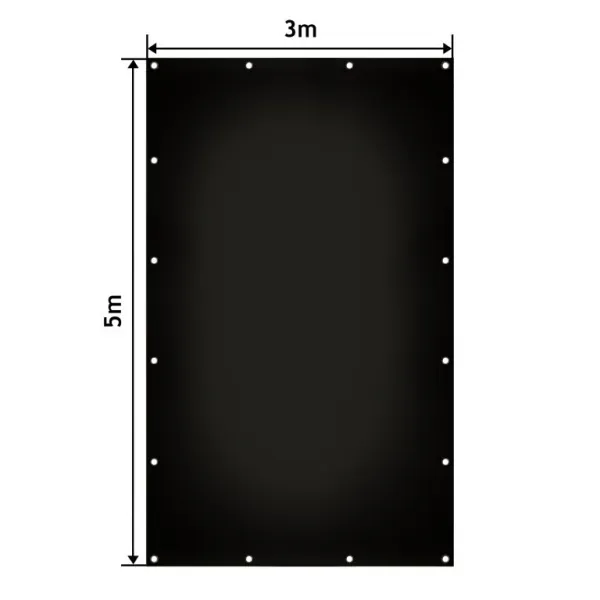 JAGO Plachta 650 g/m², hliníkové oká, čierna, 3 x 5 m