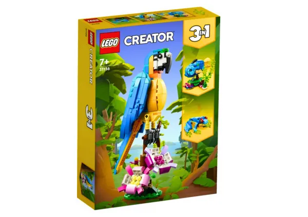 Stavebnice LEGO CREATOR Exotický papagáj 253 prvkov 31136