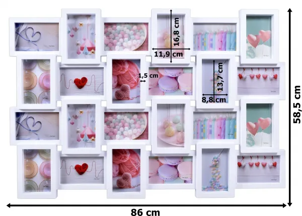 Fotorámik na 24 fotografií Solano biely