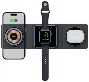 Tech-Protect QI15W-A31 3v1 Magnetická bezdrôtová nabíjačka MagSafe - čierna