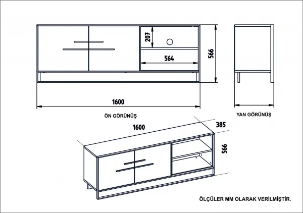 Hanah Home TV stolík Polka 160 cm biely