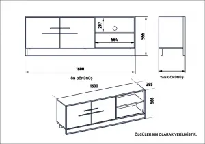 Hanah Home TV stolík Polka 160 cm biely