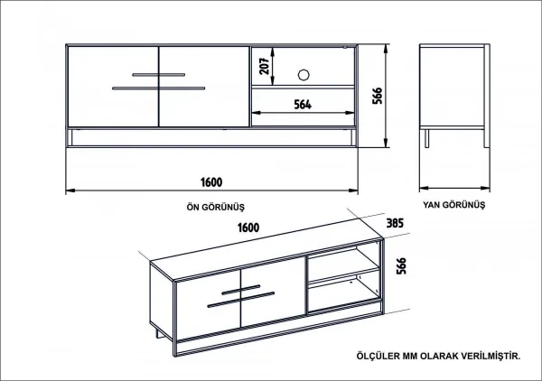 Hanah Home TV stolík Polka 160 cm biely