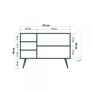 Hanah Home Komoda Kikos 120 cm dub sonoma/tmavo hnedá