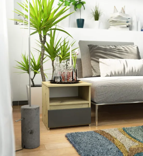 Ak furniture Noční stolek CL1 40 cm dub artisan/grafitově šedý