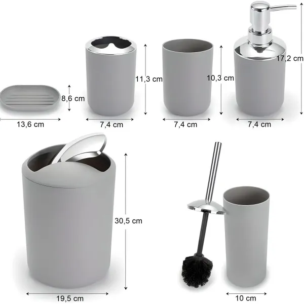 Kúpeľňová súprava FLORES 6 prvkov sivá