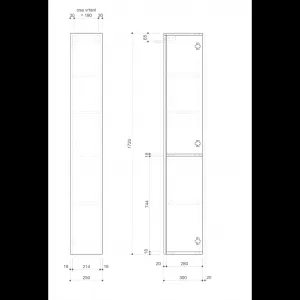 SAPHO - ESPACE skrinka 25x172x32cm, 1x dvierka, ľavá/pravá, biela lesk ESC120-3030